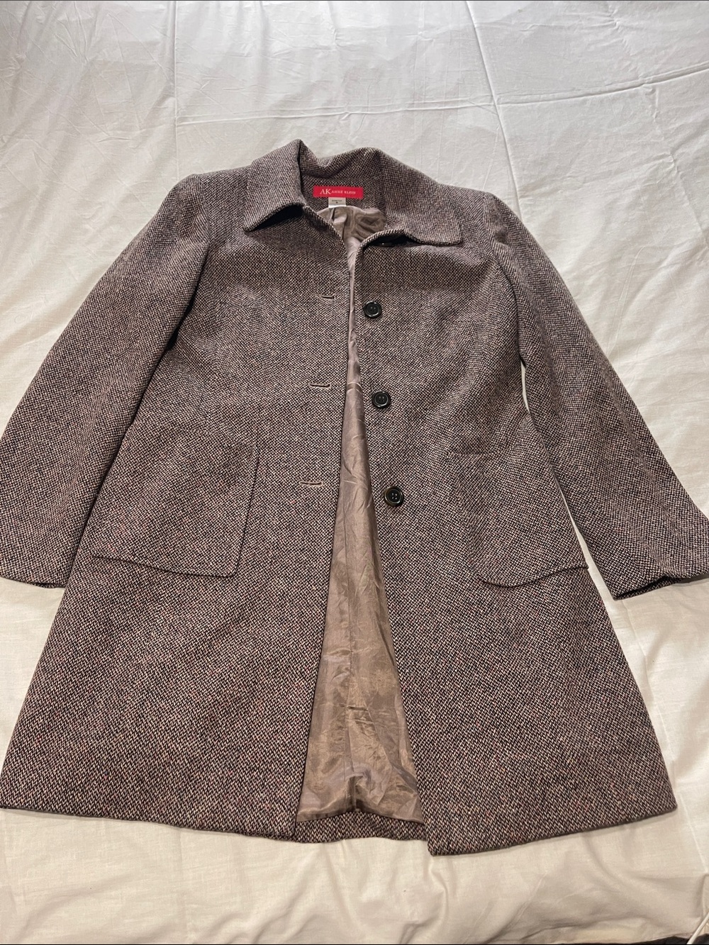 Anne Klein Brown Tweed Pea Coat